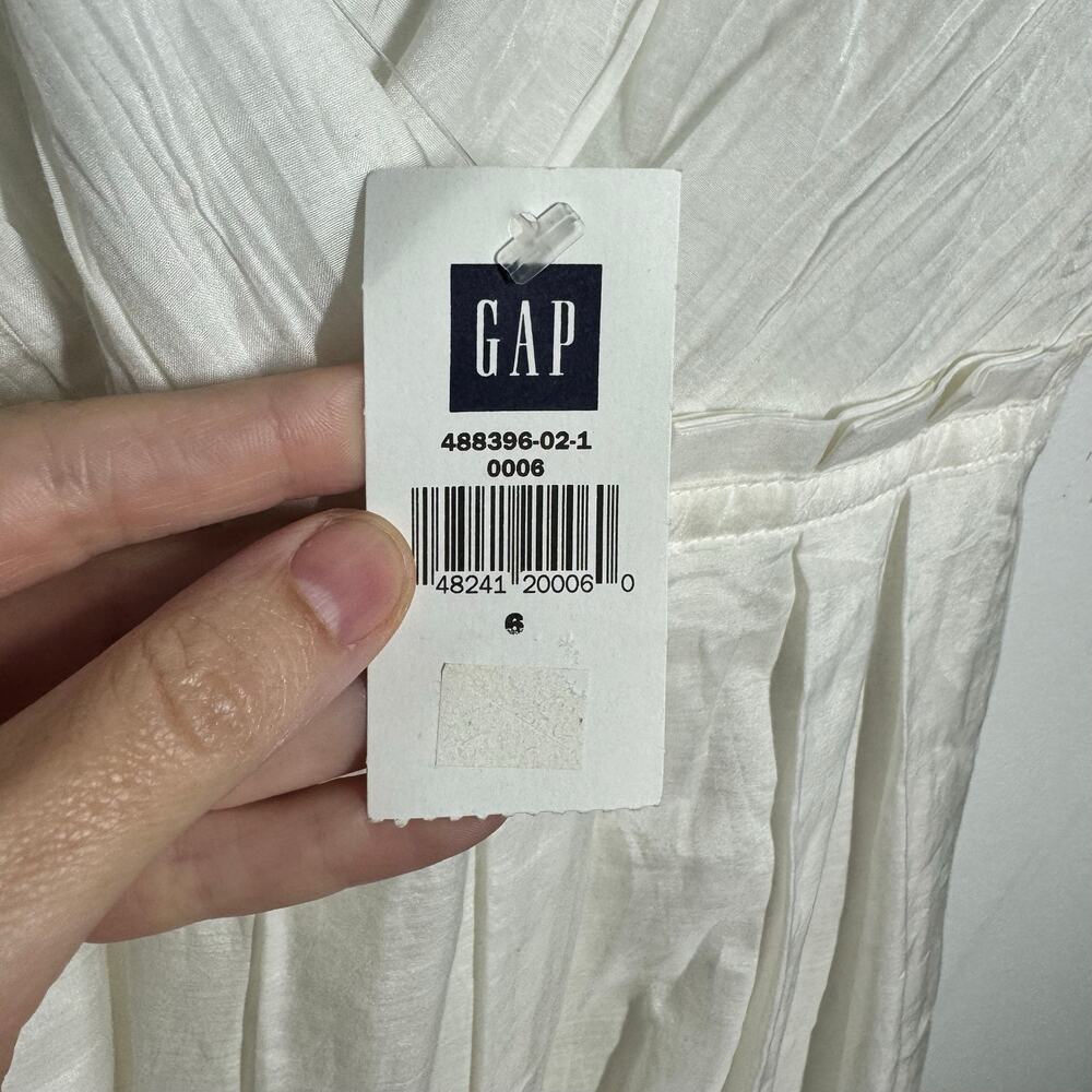 GAP White Empire Waist Dress Y2K 6 Sleeveless Summer‎ Sundress Romantic Boho - Picture 8 of 11